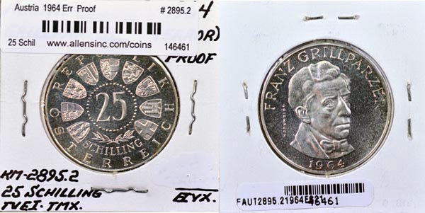 Austria, 1964 EO9 25 Schilling, Cat# 2895.2 MAIN