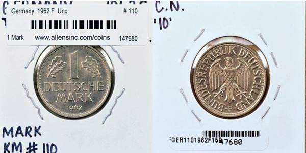 Germany, 1962 F 1 Mark, Cat# 110 MAIN