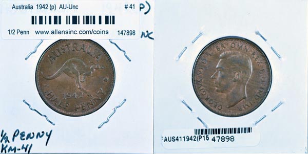 Australia, 1942 (p) 1/2 Penny, Cat# 41 MAIN