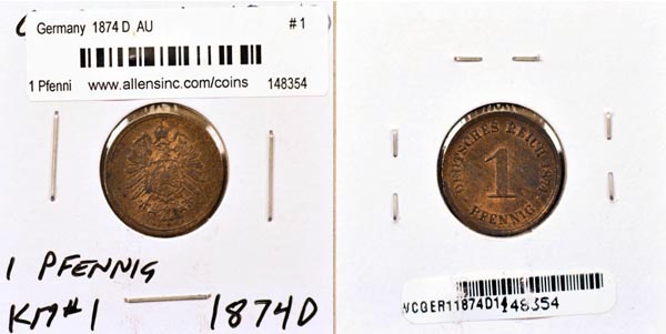 Germany, 1874 D 1 Pfennig, Cat# 1 MAIN