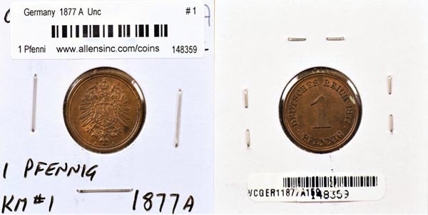Germany, 1877 A 1 Pfennig, Cat# 1 MAIN
