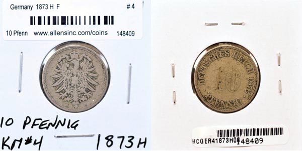 Germany, 1873 H 10 Pfennig, Cat# 4 MAIN