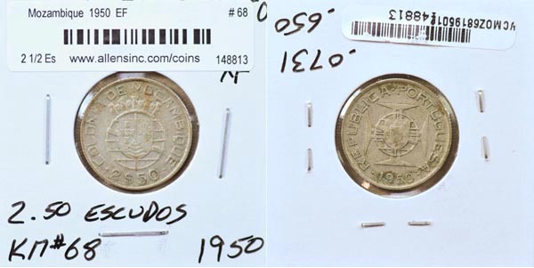 Mozambique, 1950 2 1/2 Escudos, Cat# 68 MAIN