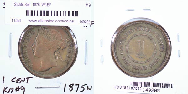 Straits Settlements, 1875 1 Cent, Cat# 9 MAIN