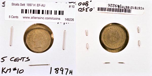 Straits Settlements, 1897 H 5 Cents, Cat# 10 MAIN