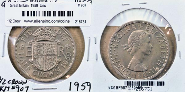 Great Britain, 1959 1/2 Crown, Cat# 907 MAIN
