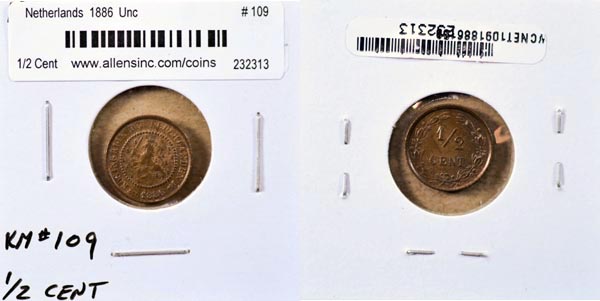 Netherlands, 1886 1/2 Cent, Cat# 109.1 MAIN