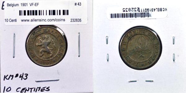 Belgium, 1901 10 Centimes, Cat# 43 MAIN