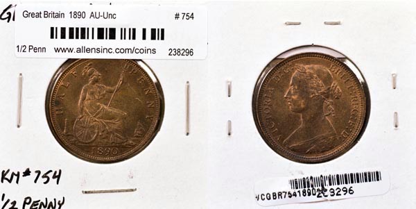 Great Britain, 1890 1/2 Penny, Cat# 754 MAIN