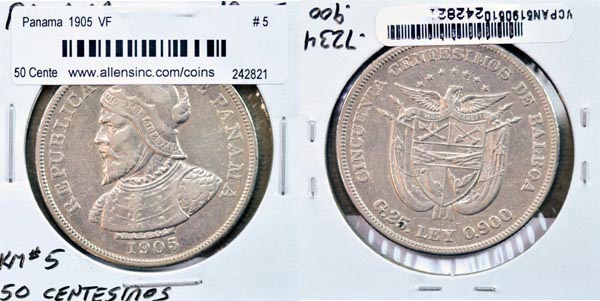 Panama, 1905 50 Centesimos, Cat# 5 MAIN