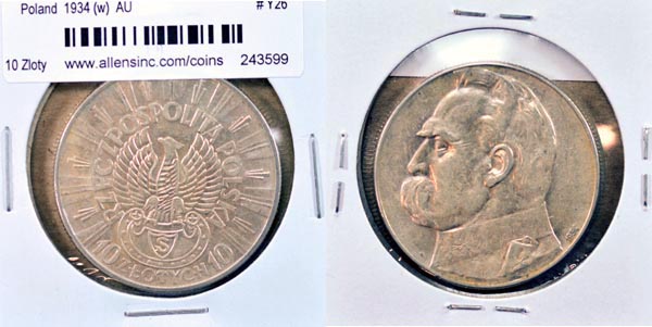Poland, 1934 (w) 10 Zlotych, Cat# Y26 MAIN