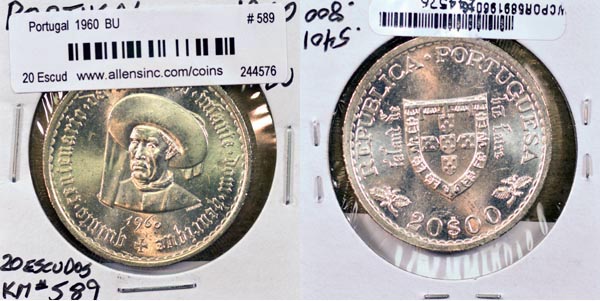 Portugal, 1960 20 Escudos, Cat# 589 MAIN