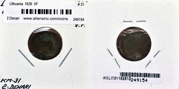 Lithuania, 1626 2 Denari, Cat# 31 MAIN
