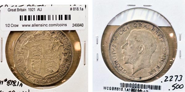 Great Britain, 1921 1/2 Crown, Cat# 818.1a MAIN