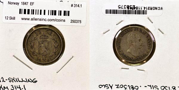 Norway, 1847 12 Skilling, Cat# 314.1 MAIN