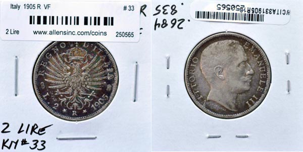 Italy, 1905 R 2 Lire, Cat# 33 MAIN