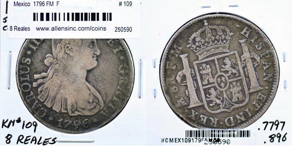 Mexico, Spanish Colony, 1796 Mo FM 8 Reales, Cat# 109 MAIN
