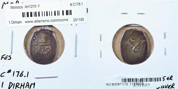 Morocco, AH1279 1 Dirham, Cat# C176.1 MAIN