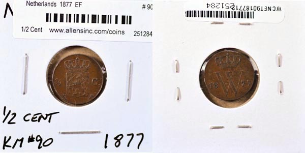 Netherlands, 1877 1/2 Cent, Cat# 90 MAIN