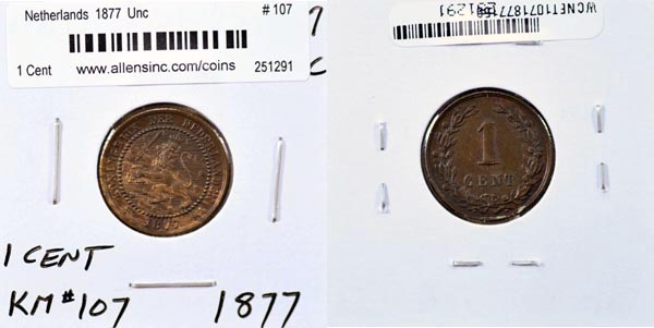 Netherlands, 1877 1 Cent, Cat# 107.1 MAIN