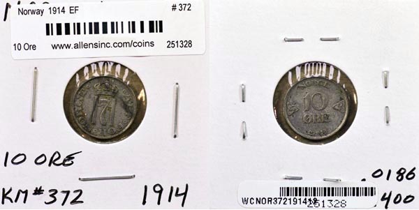 Norway, 1914 10 Ore, Cat# 372 MAIN