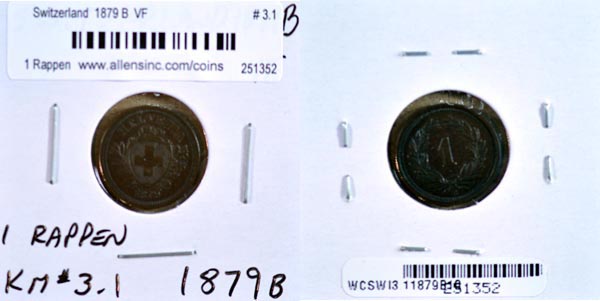 Switzerland, 1879 B 1 Rappen, Cat# 3.1 MAIN