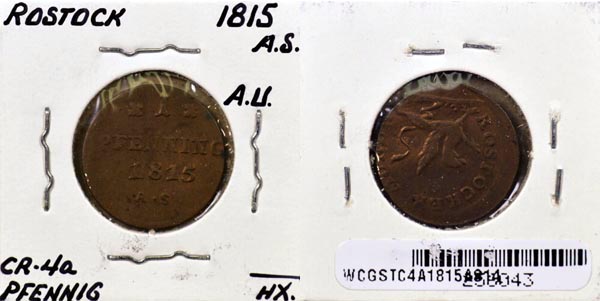 German States, Rostock, 1815 AS 1 Pfennig, Cat# C4a MAIN