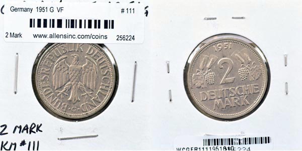 Germany, 1951 G 2 Mark, Cat# 111 MAIN