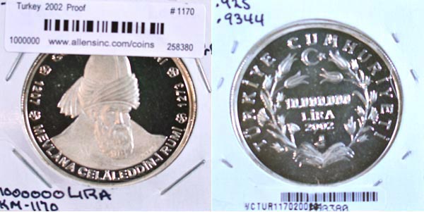 Turkey, 2002 1000000 Lira, Cat# 1170 MAIN