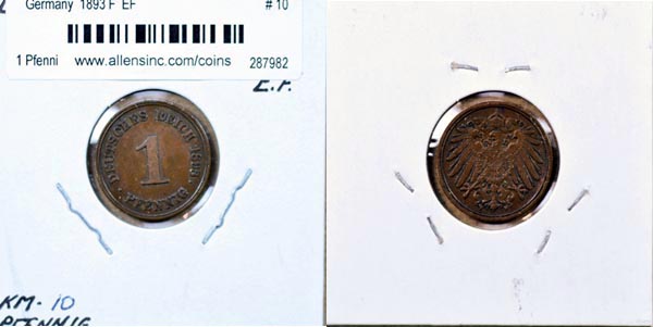 Germany, 1893 F 1 Pfennig, Cat# 10 MAIN