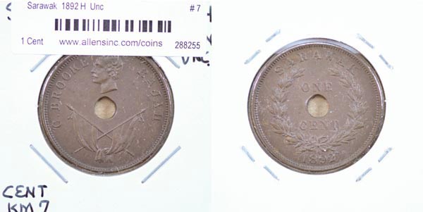Sarawak, 1892 H 1 Cent, Cat# 7 MAIN