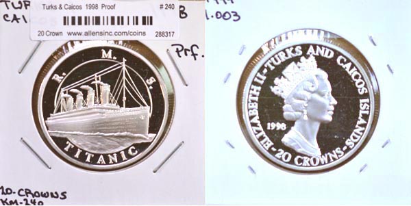 Turks & Caicos Islands, 1998 20 Crowns, Cat# 240 MAIN