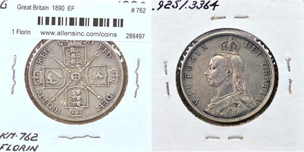 Great Britain, 1890 1 Florin, Cat# 762 MAIN
