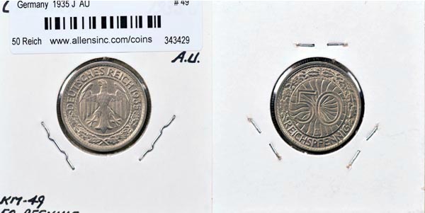 Germany, 1935 J 50 Reichspfennig, Cat# 49 MAIN