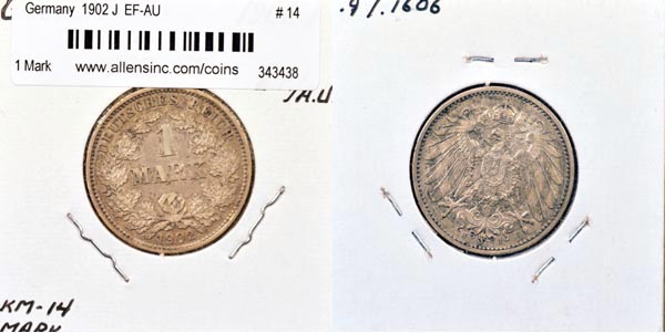 Germany, 1902 J 1 Mark, Cat# 14 MAIN