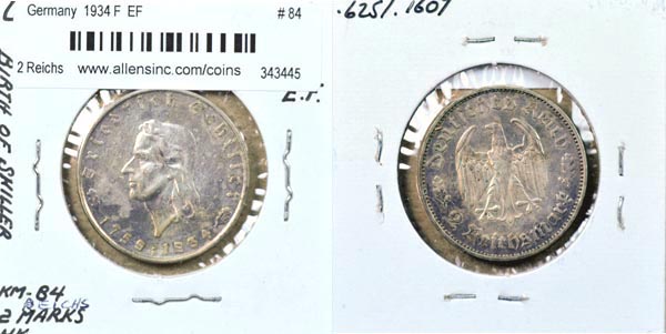 Germany, 1934 F 2 Reichsmark, Cat# 84 MAIN
