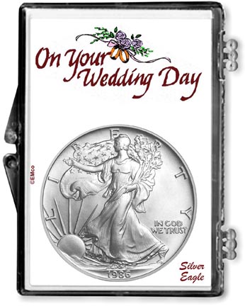1986 Wedding Day American Silver Eagle Gift Display LARGE