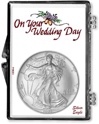 1995 Wedding Day American Silver Eagle Gift Display MAIN