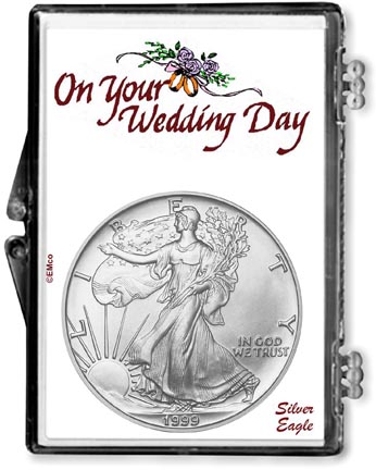 1999 Wedding Day American Silver Eagle Gift Display MAIN
