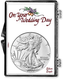 Wedding Day American Silver Eagle Gift Display for the year 2023 LARGE