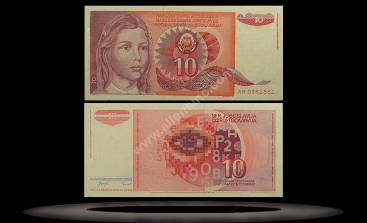 Yugoslavia Banknote, 10 Dinara, 1.9.1990, P#103 MAIN
