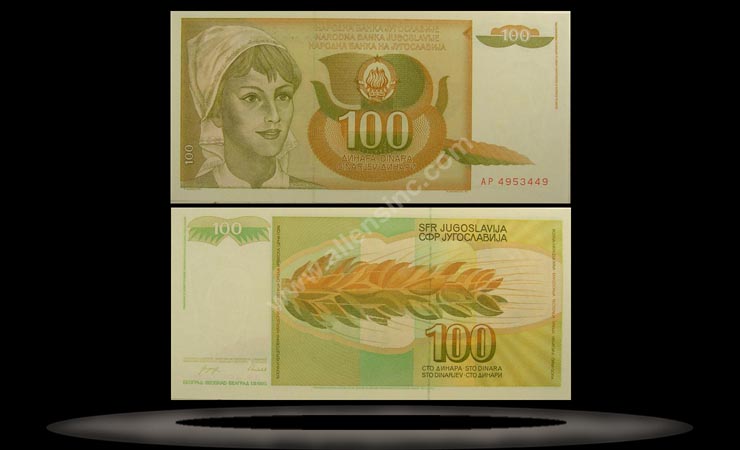 Yugoslavia Banknote, 100 Dinara, 1.3.1990, P#105 MAIN
