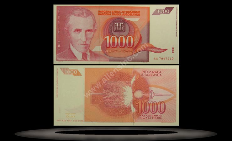 Yugoslavia Banknote, 1000 Dinara, 1992, P#114 MAIN