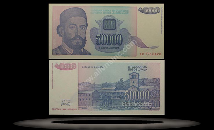 Yugoslavia Banknote, 50,000 Dinara, 1993, P#130 MAIN