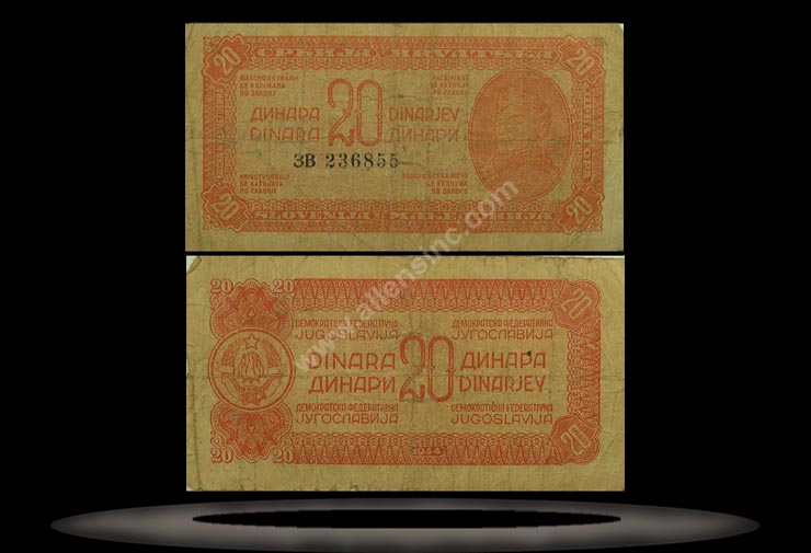 Yugoslavia Banknote, 20 Dinara, 1944, P#51c MAIN