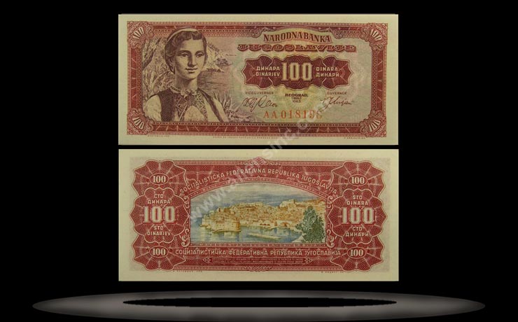 Yugoslavia Banknote, 100 Dinara, 1.5.1963, P#73a MAIN