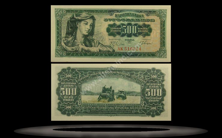 Yugoslavia Banknote, 500 Dinara, 1.5.1963, P#74a MAIN