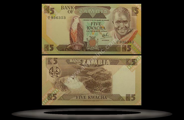 Zambia Banknote, 5 Kwacha, ND (1980-88), P#25a MAIN