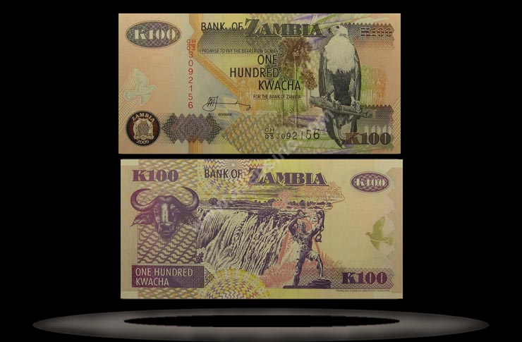 Zambia Banknote, 100 Kwacha, 1992, P#38a MAIN