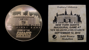 2010 New York Giants Inaugrual Game Coin MAIN